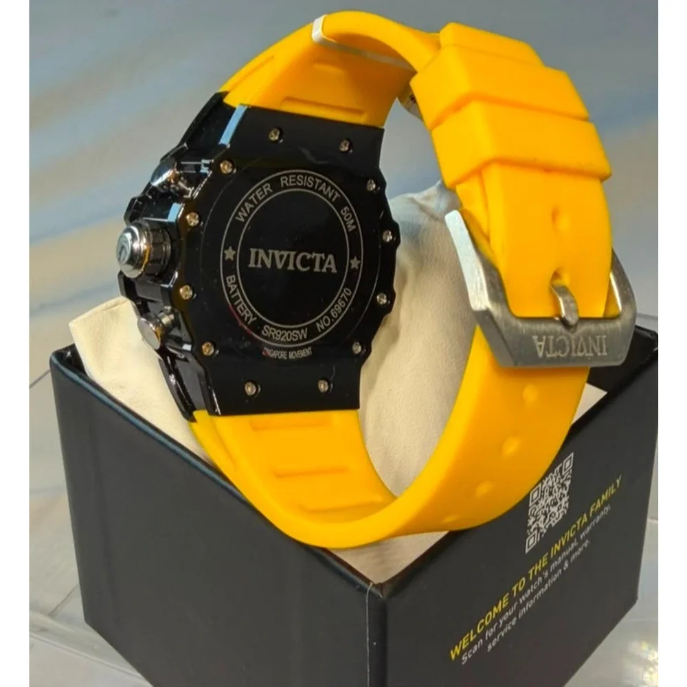 Invicta Bolt Zeus Men's Chronograph Watch Black & Yellow Silicone Strap 69670